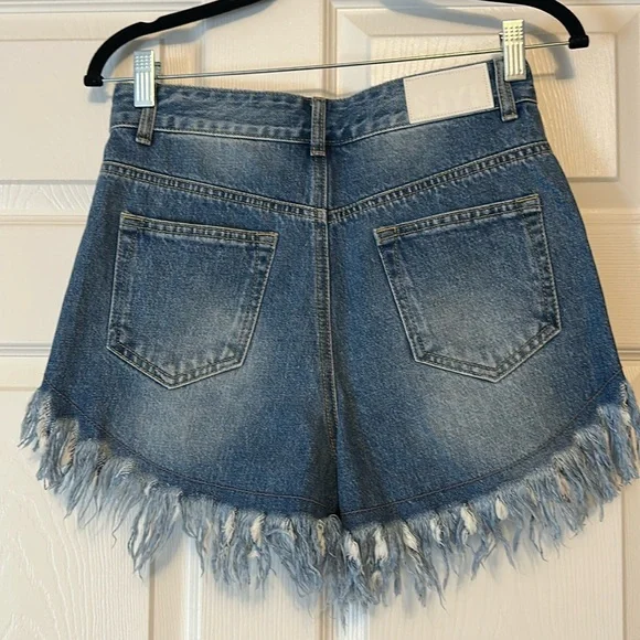 SJYP blue cutoff denim Jean shorts, Sz Small - Picture 6 of 8